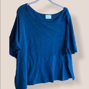 Anthropologie TLA teal blue t-shirt tiered sleeve